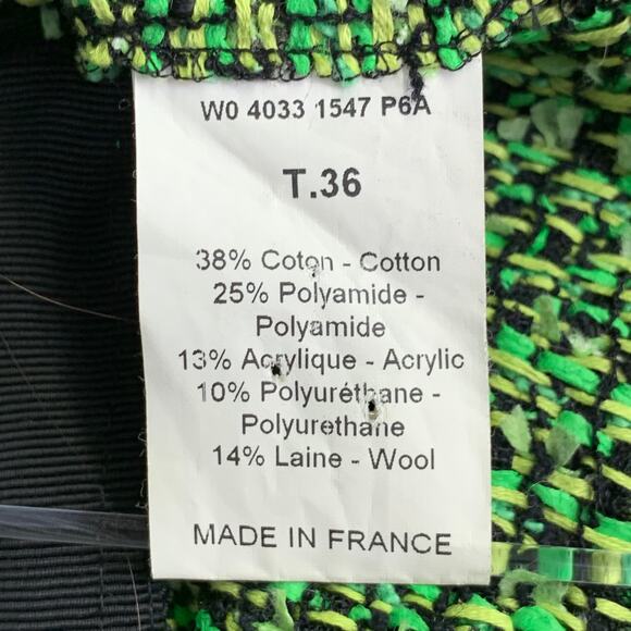 LANVIN 2012 Size 4 Green Black Cotton Blend Boucle Short Sleeve Skirt Set - Picture 10 of 11